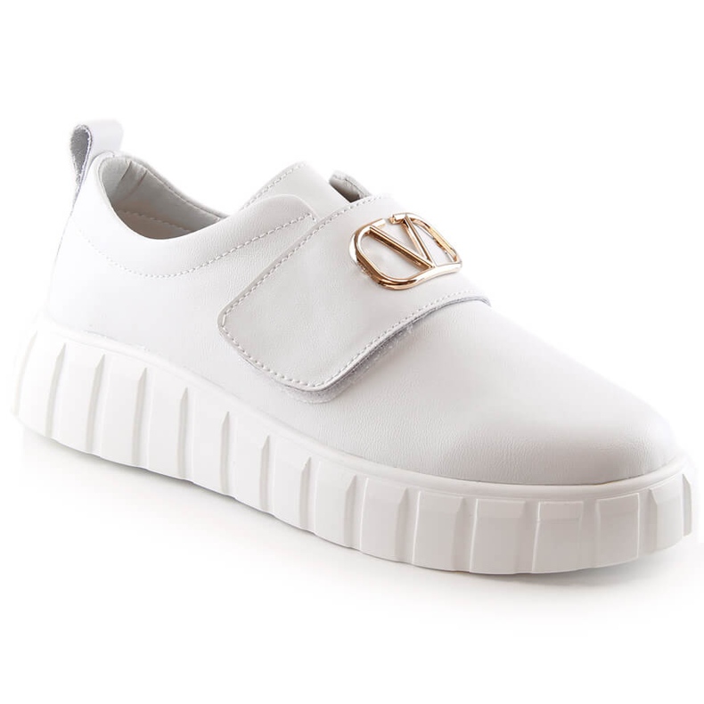 Zapatos de mujer en piel con plataforma con velcro blanco Vinceza 87904