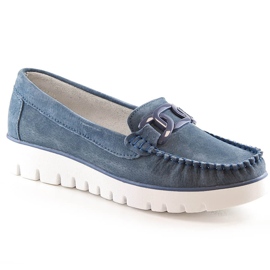 Mocasines mujer piel ante plataforma azul Filippo DP3334