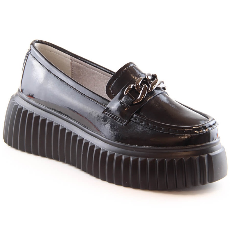 Filippo DP4450 mocasines de cuero negro en la plataforma