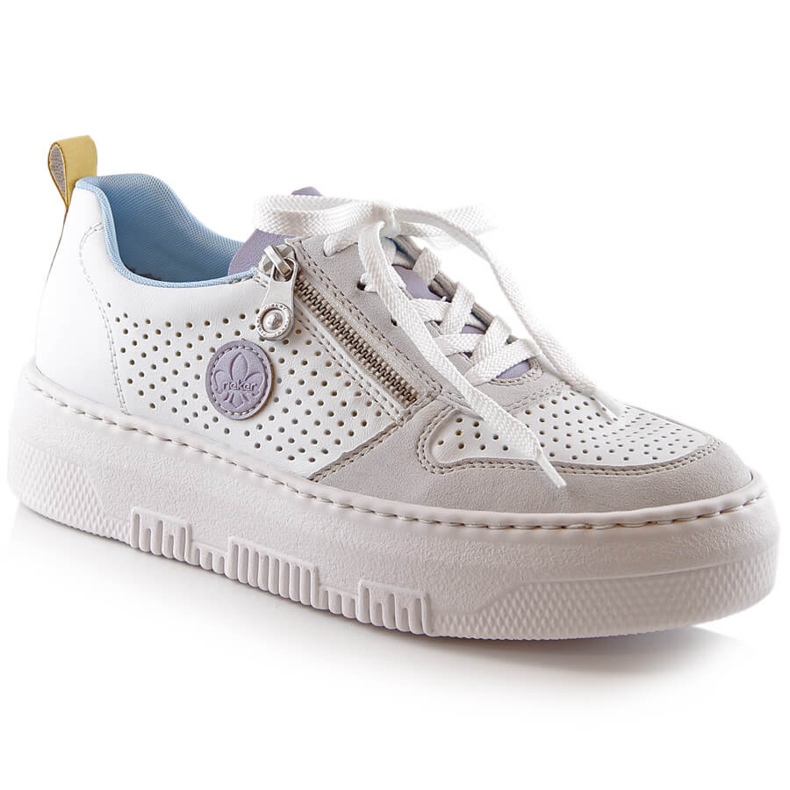 Cómodas deportivas de mujer caladas blancas Rieker M1905-80 blanco