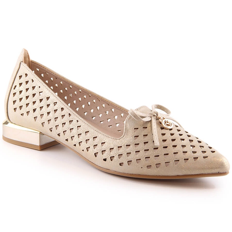 Zapatos de punta calados dorados mujer Jezzi ASA178-5