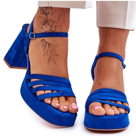 Sandalias Mujer Plataforma Ante Azul Verda