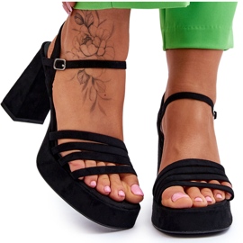 Sandalias Mujer Tacón Y Plataforma Ante Negro Verda