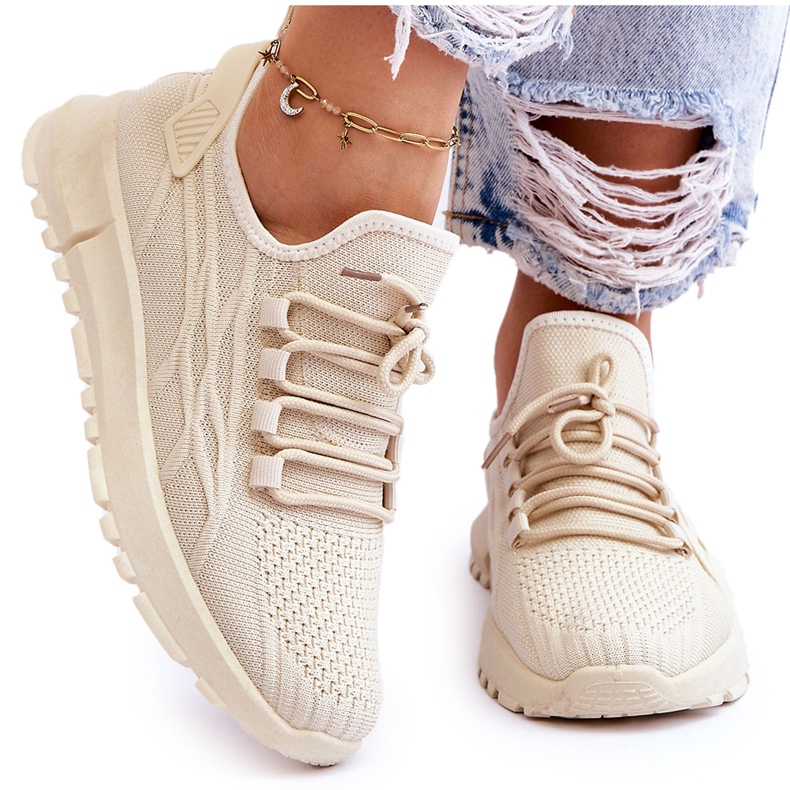 FB2 Zapatillas deportivas sin cordones para mujer Sneakers Beige Rosett