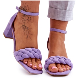 Sandalias Tacón Alto Ante Con Trenza Decorativa, Azela Morado violeta