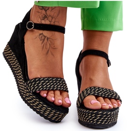 Sandalias Clasicas Mujer Cuña Negro Malmo