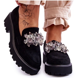 FB2 Mocasines De Mujer Con Plataforma Adornada Black Brenda negro