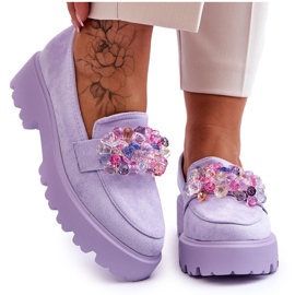 FB2 Mocasines De Mujer Con Plataforma Y Adornos Morado Brenda violeta FB2 Mocasines De Mujer Con Plataforma Y Adornos Morado Brenda violeta