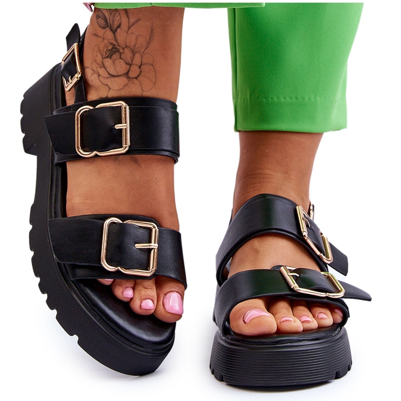 FB2 Sandalias Piel Cómodas Negras Alayah negro