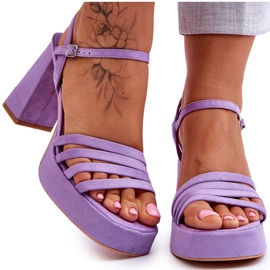 Sandalias Mujer Plataforma Ante Morado Verda púrpura