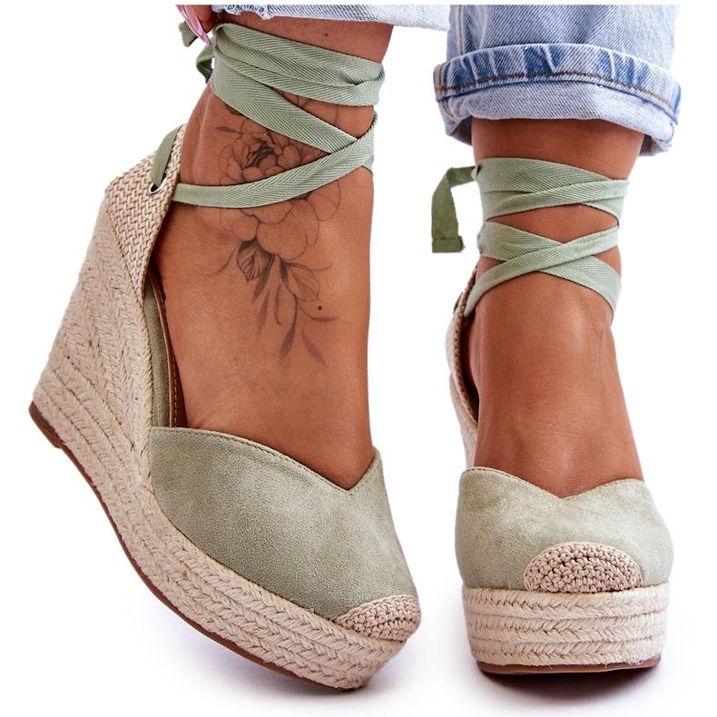Sandalias de cuña con cordones para mujer Bethany Green verde