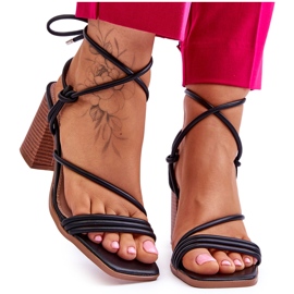 Sandalias Mujer Piel Con Tacón Negro Seyna