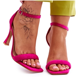Sandalias De Mujer De Ante Fucsia Rousses Tacón Alto rosado