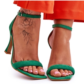 Sandalias de tacón Rousses de mujer de ante de color verde