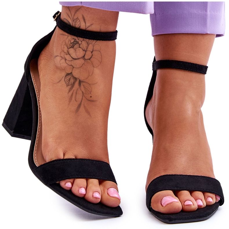 Sandalias De Mujer Con Tacón Estable Negro Lavissa