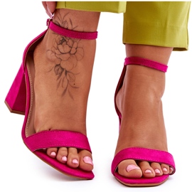 Sandalias De Mujer Con Tacón Estable Fucsia Lavissa rosa