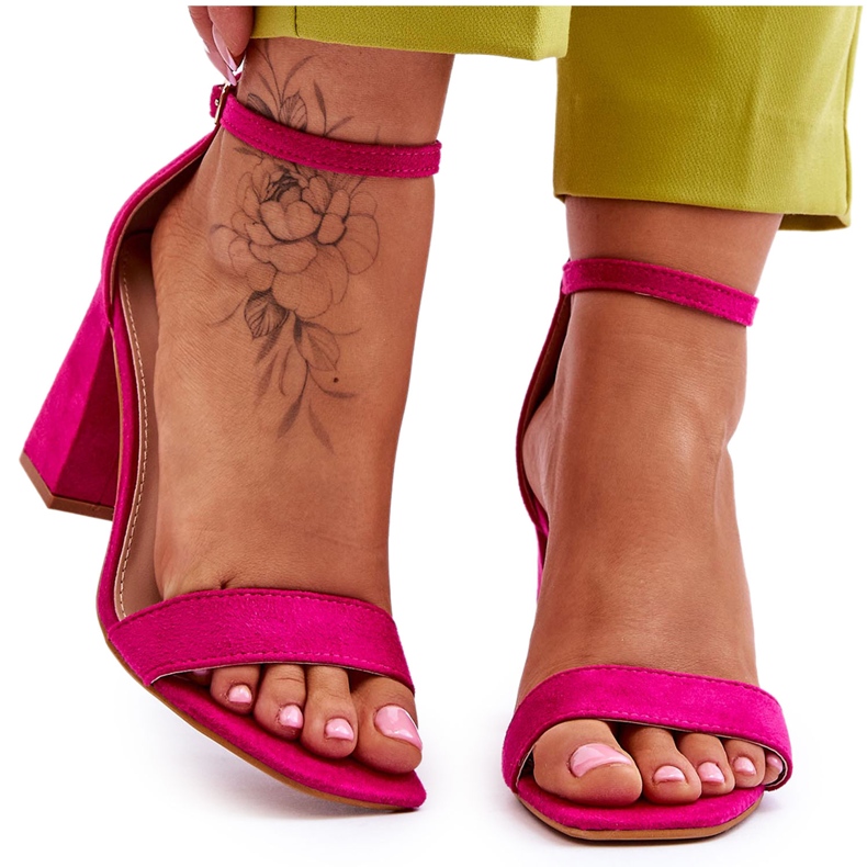 Sandalias De Mujer Con Tacón Estable Fucsia Lavissa rosado