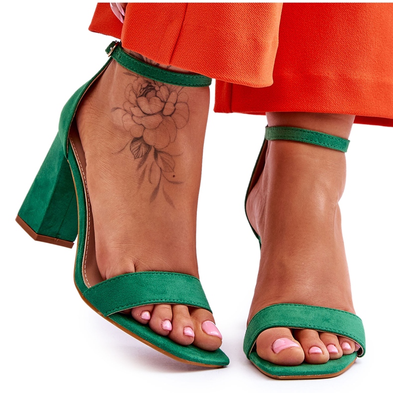 Sandalias De Mujer Con Tacón Estable Verde Lavissa