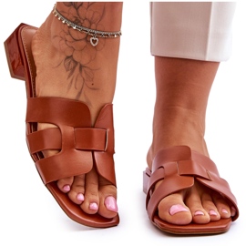 FJ1 Pantuflas Clásicas Mujer Fendy Piel Camel marrón
