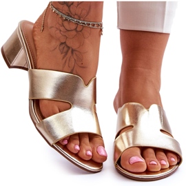 FJ1 Sandalias Clásicas Tacón Bajo Piel Miley Dorada dorado