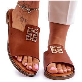 FJ1 Cómodas Pantuflas De Mujer De Moda Con Decoración Camel Ayanna marrón