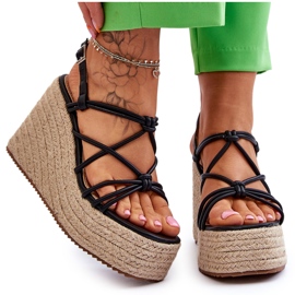 Sandalias De Cuña De Moda Con Trenza Nessia Negra negro