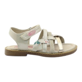 American Club Sandalias americanas chicas para velcro 15079 beige/oro
