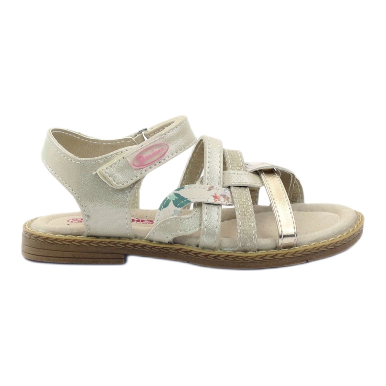 American Club Sandalias americanas chicas para velcro 15079 beige/oro