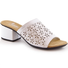 Rieker 64681-80 sandalias de mujer de piel caladas blancas con tacón blanco