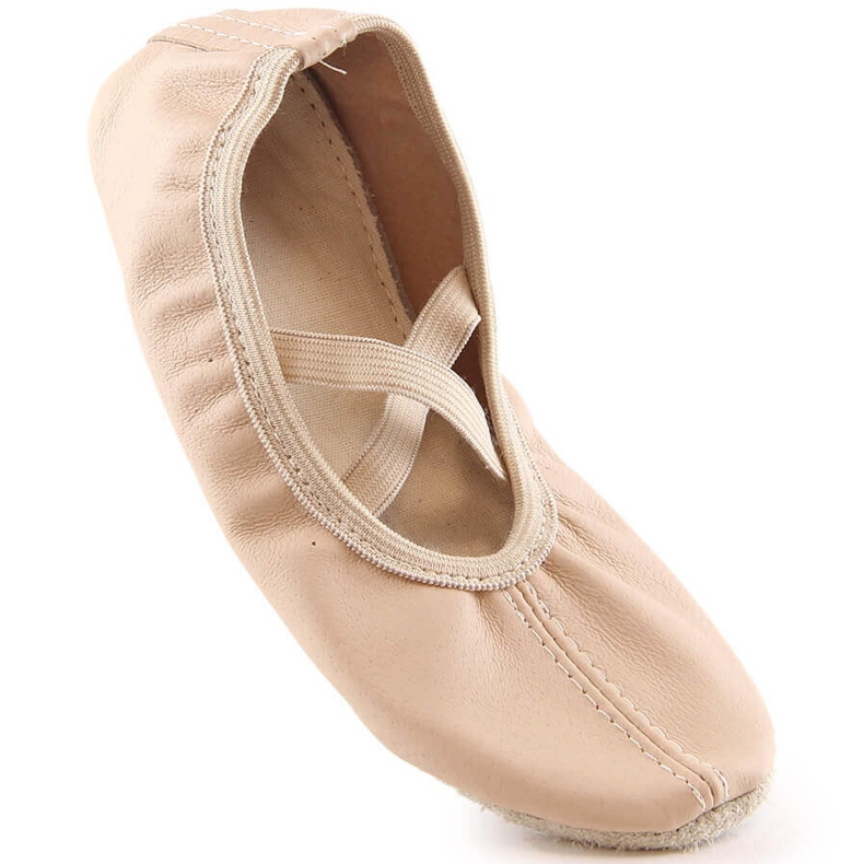 Bailarinas de piel para niña con gomas beige Nazo NB02