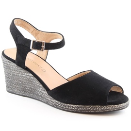 Sandalias mujer cuña ante negro Potocki SZ12100