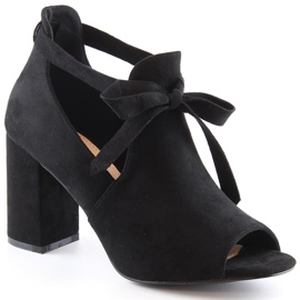 Sandalias de gamuza negra en el poste atadas con un lazo Potocki YQ21023 negro