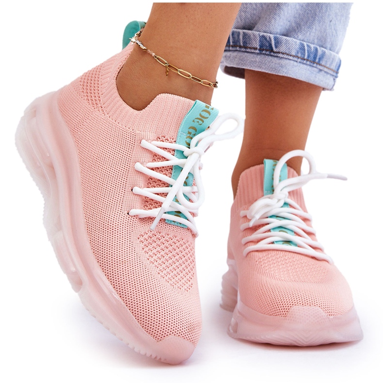 Zapatos calcetín sin cordones para mujer GOE JJ2N4081 rosa claro rosado