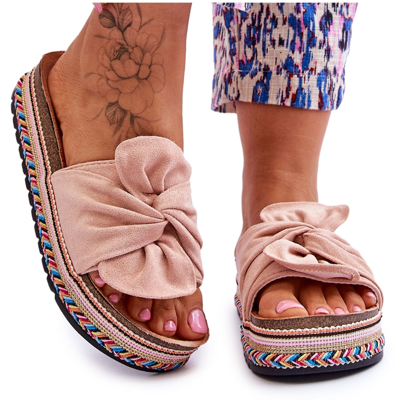Pantuflas De Mujer En Una Plataforma Masiva Rosa Claro Terisa rosado