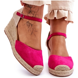 Sandalias Alpargatas Cuña Cammer Ante Fucsia rosa