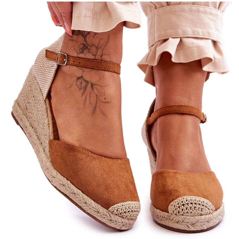 Sandalias de cuña Cammer Suede Alpargatas Camel marrón