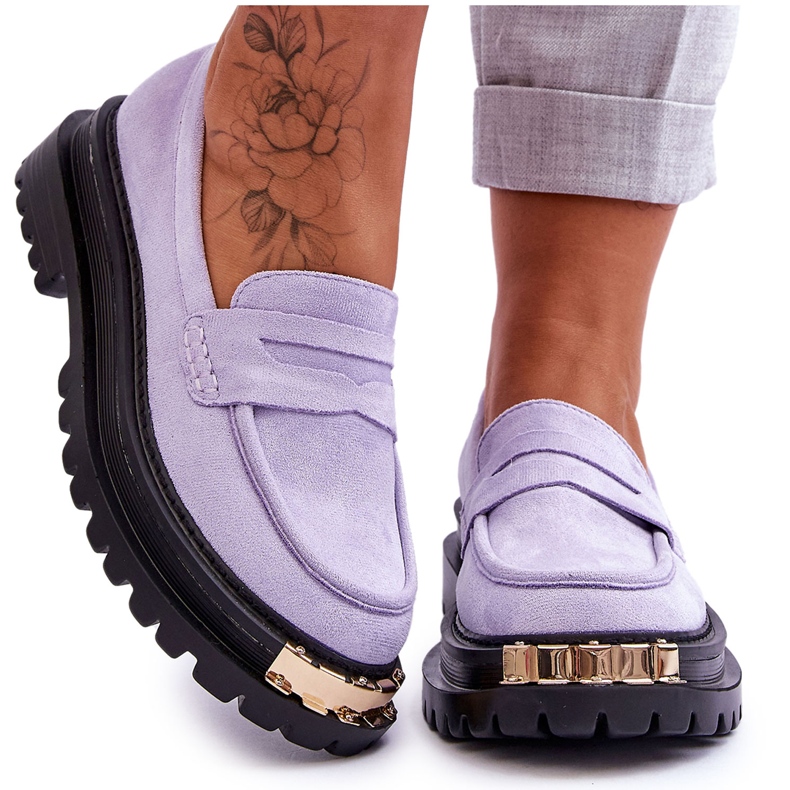 FJ1 Mocasines clásicos de ante con adorno Monaro morado violeta