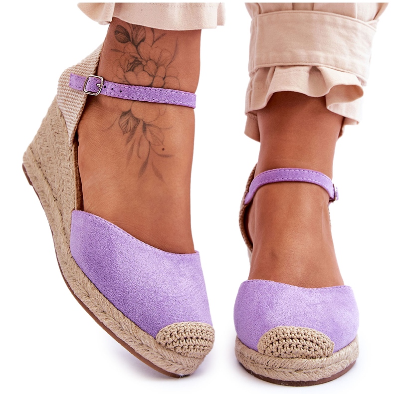 FJ1 Alpargatas Ante Sandalias Cuña Morado Cammer violeta