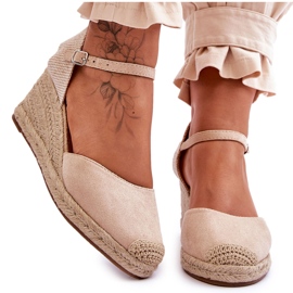 Alpargatas Ante Cuña Sandalias Beige Cammer marrón