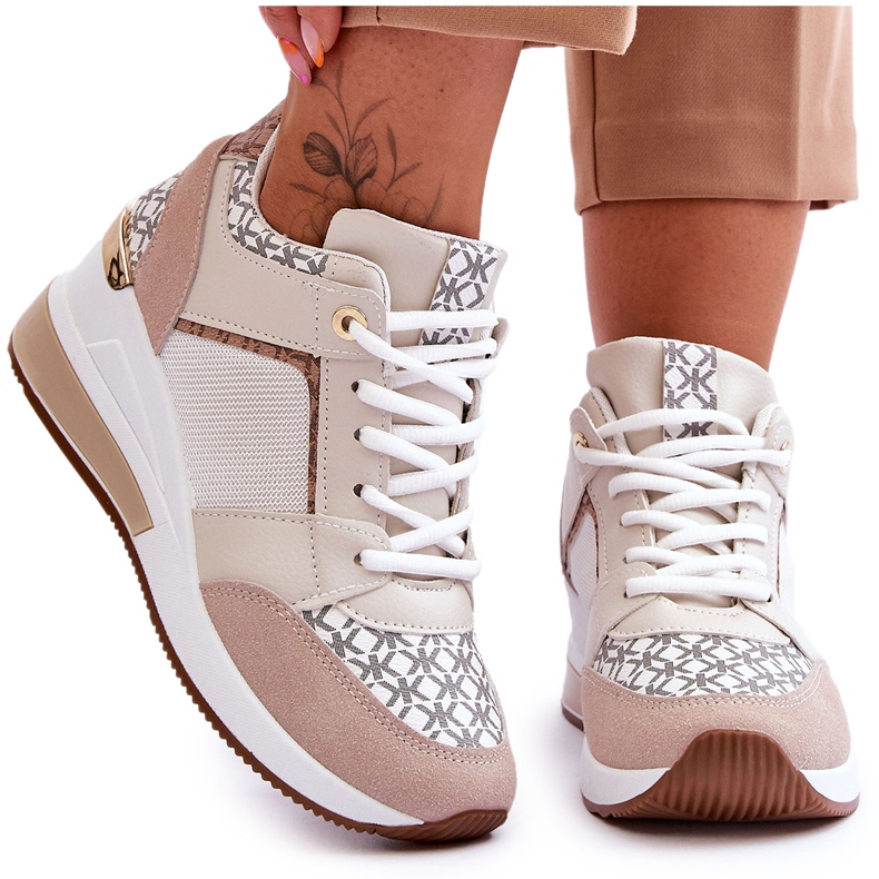 Zapatillas Mujer Cuña Blanco-Beige Nomera