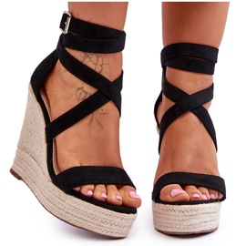 FJ1 Sandalias Cómodas Con Cuña Alta Lemira Negras negro