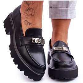 Mocasines De Piel Con Adorno Plataforma Black Glory negro