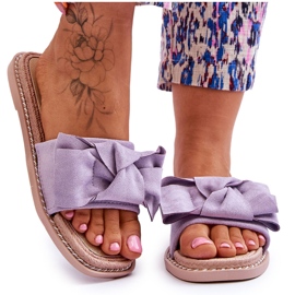 Pantuflas De Mujer De Ante Con Lazo Violeta Ambra Pantuflas De Mujer De Ante Con Lazo Violeta Ambra