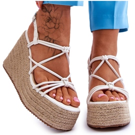 Sandalias De Cuña De Moda Con Trenza Blanca Nessia blanco