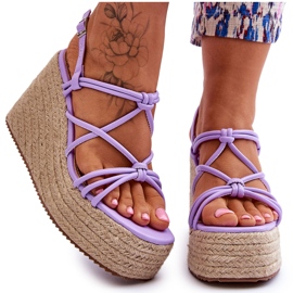 Sandalias de cuña Nessia de moda con trenza púrpura