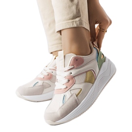 BM Zapatillas beige de mezcla de materiales de Riel