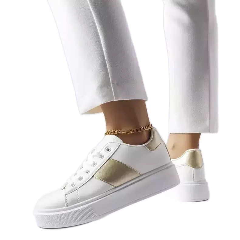 Zapatillas blancas con franja dorada de Aurélie blanco