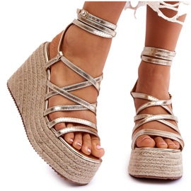 FJ1 Sandalias de cuña Margaritt doradas dorado