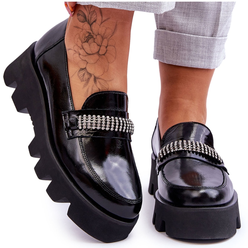 Mocasines De Moda En La Plataforma Con Decoración Laura Messi 2600 Negro