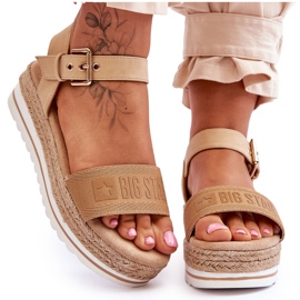 Sandalias Mujer Plataforma Cómodas Big Star LL274872 Beige marrón